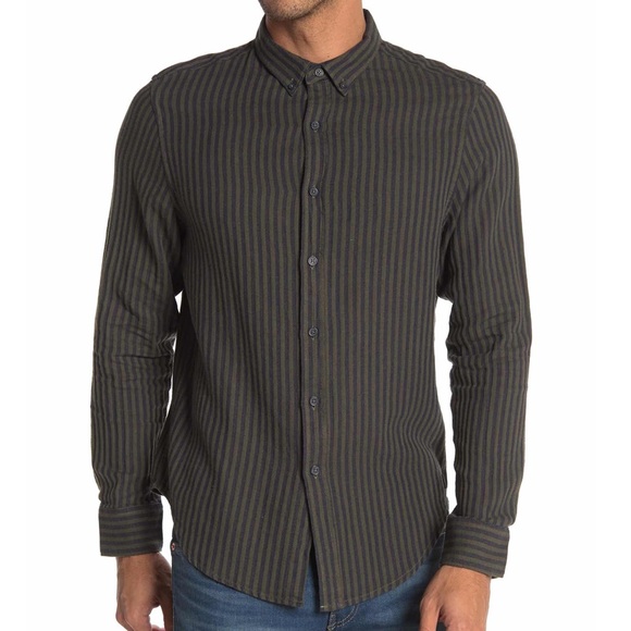 NORDSTROM’S Silverlake Stripe Linen Trim Fit Shirt - Picture 2 of 3